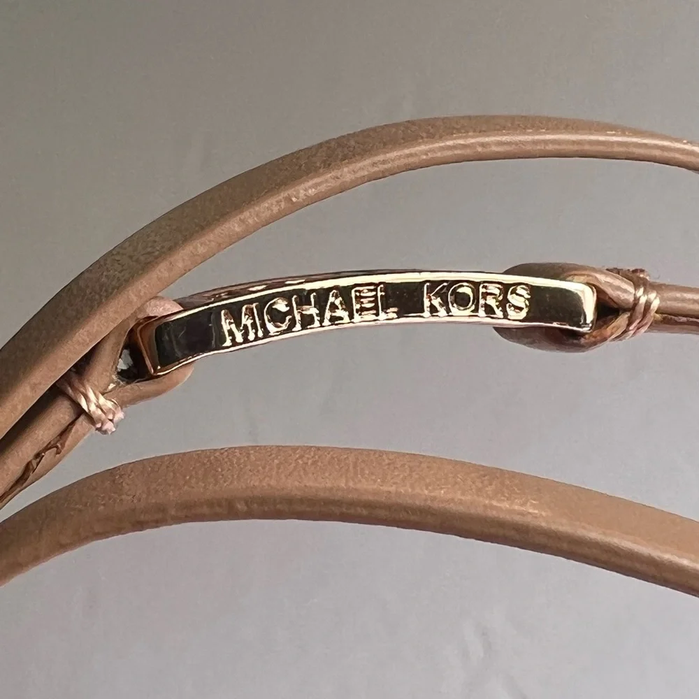 NWOT💍 Michael Kors Leather Double Wrap Bracelet Tan/Rose Gold